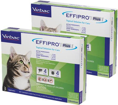 Tratamiento localizado EFFIPRO contra pulgas y garrapatas para gatos de más de 1,5 lb, 6 dosis (suministro para 6 meses)