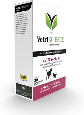 VETRI SAMe 90 Tablets Liver Supplement for Cats & Dogs, 30 count