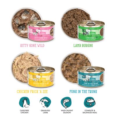 Comida enlatada para gatos sin cereales Cats in the Kitchen Cuties, paquete variado, 3.2 oz, caja de 12