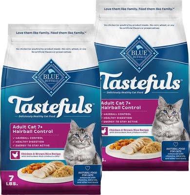 Tastefuls Hairball Control Natural Chicken & Brown Rice Recipe Adult 7+ Dry Cat Food, 7-lb bag