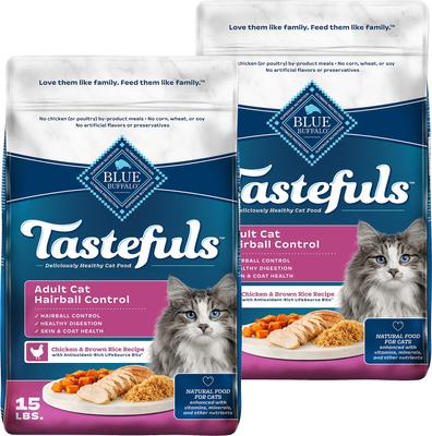 Tastefuls Hairball Control Natural Chicken & Brown Rice Recipe Adult 7+ Dry Cat Food, 7-lb bag