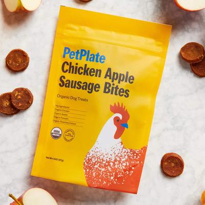 Human Grade Organic Chicken Apple Sausage Bites Dog Treats, 4.5-oz bag