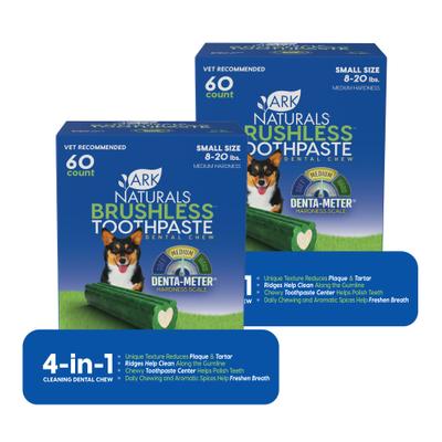 Pasta de dientes sin cepillo, golosina dental pequeña para perros, caja de 35 oz, paquete de 2