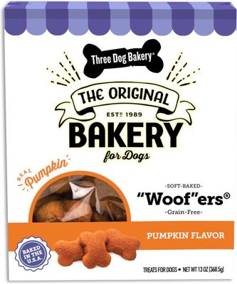 Soft Baked Woofers Grain-Free Pumpkin Dog Treats, 13-oz box