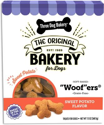 Golosinas de boniato sin cereales Soft Baked Woofers para perros, caja de 13 oz
