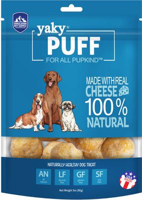 Golosinas de queso para perros yakyPUFF sin cereales, bolsa de 3 oz