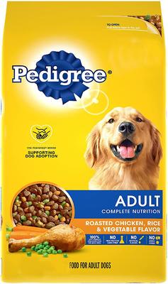 Bundle: Pedigree Adult Complete Nutrition Chicken Flavor Dry Dog Food + Homestyle Meals Prime Rib, Rice & Vegetable Flavor in Gravy & Roasted Chicken, Rice & Vegetable Flavor in Gravy Canned Soft Wet Food Variety Pack