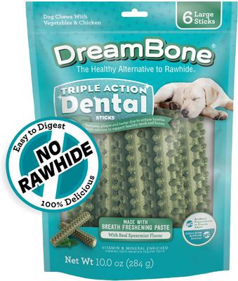 Triple Action Dental Sticks Kelp for Large & X-Large Sized Dogs, 10-oz bag, 6 count