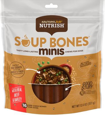 Soup Bones Minis with Real Beef & Barley Chews Dog Treats, 16 count