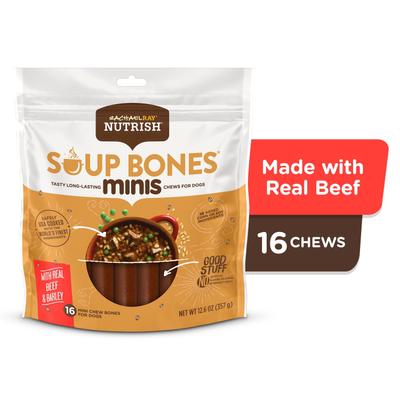 Soup Bones Minis with Real Beef & Barley Chews Dog Treats, 16 count