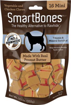 Mini Peanut Butter Chew Bones Dog Treats, 24 count