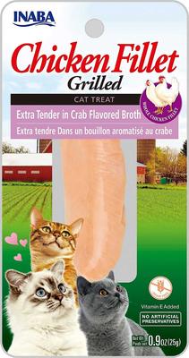 Bundle: Inaba Grain-Free Grilled Chicken Fillet Extra Tender in Crab Flavored Broth Cat Treat, 0.9-oz pouch + Weruva Cats in the Kitchen Variety Pack Grain-Free Cat Food Pouches, 3-oz, case of 12