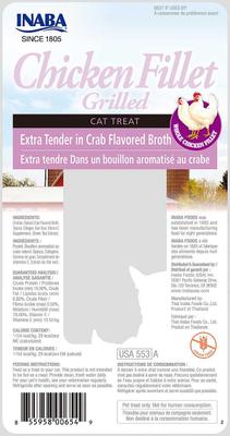 Bundle: Inaba Grain-Free Grilled Chicken Fillet Extra Tender in Crab Flavored Broth Cat Treat, 0.9-oz pouch + Weruva Cats in the Kitchen Variety Pack Grain-Free Cat Food Pouches, 3-oz, case of 12