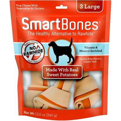 Golosinas para perros con huesos masticables de carne de res grandes, 3 unidades