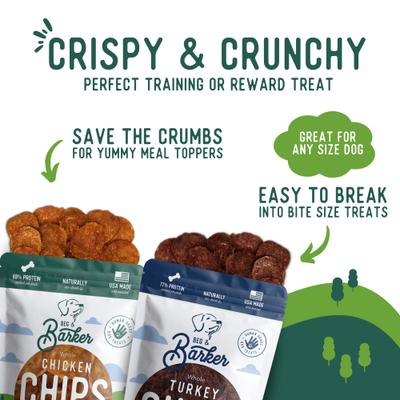 The Farmyard & Pasture Variety Whole Chicken Turkey & Beef Chips Natural Single Ingredient Dog Treats, 3.5-oz, case of 4