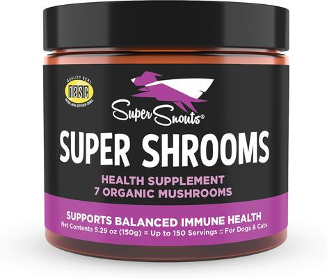 Super Shrooms Organic Super 7 Medicinal Mushroom Blend Dog Immunity Supplement, 2.64-oz jar