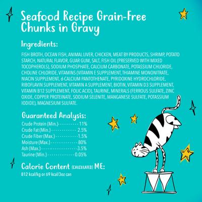 Grain-Free Chunks in Gravy Seafood Recipe Canned Cat Food, 3-oz can, case of 24