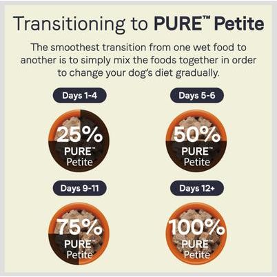 PURE Petite All Stages Small Breed Pottage Style Dinner con bandejas de comida húmeda para perros de raza pequeña con pato y calabaza, 3.5 oz, caja de 12
