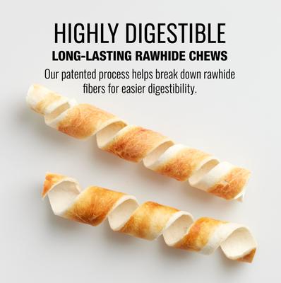 Chicken Long-Lasting Highly Digestible Rawhide Dog Treat Spirals, 12 count