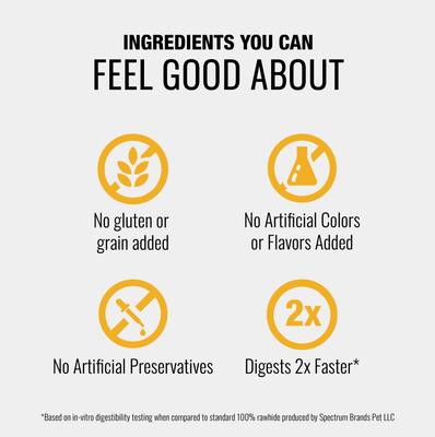 Chicken Long-Lasting Highly Digestible Rawhide Dog Treat Spirals, 12 count