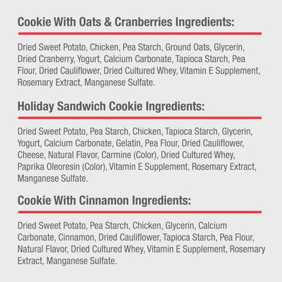 Holiday Cookie Variety Box Chicken Adult Hard Chew Dog Treats, 8.5-oz bag, 8 count