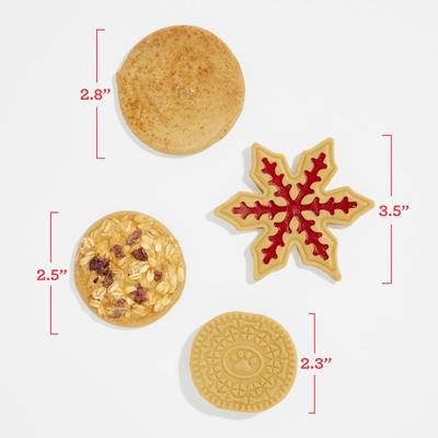 Holiday Cookie Variety Box Chicken Adult Hard Chew Dog Treats, 8.5-oz bag, 8 count