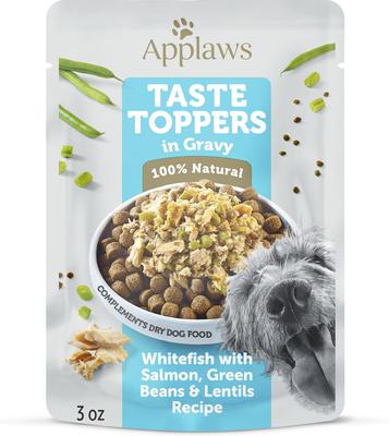 Taste Toppers Whitefish with Salmon, Green Beans & Lentils Recipe in Gravy Natural Wet Dog Food, 3-oz pouch, case of 12