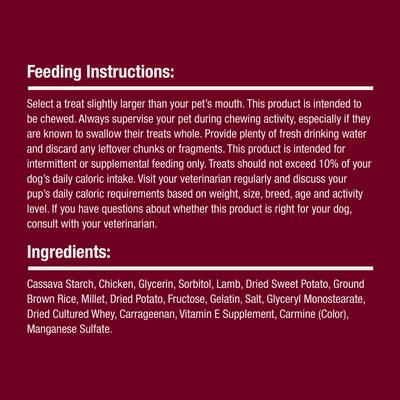 Lamb & Brown Rice Sticks Wrapped with Real Chicken Rawhide-Free Dog Chews, 4 count