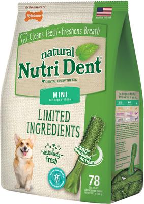 Nutri Dent Mini Limited Ingredients Fresh Breath Natural Dental Dog Treats, 78 count