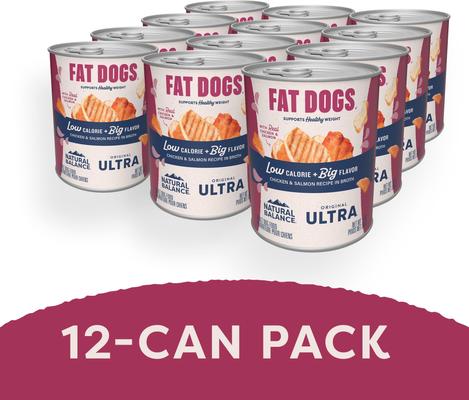 Original Ultra Fat Dogs Chicken & Salmon Recipe in Broth Wet Dog Food, 13-oz can, case of 12