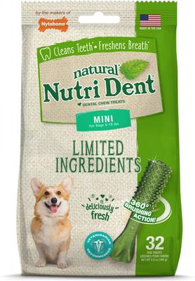 Nutri Dent Mini Limited Ingredients Fresh Breath Natural Dental Dog Treats, 78 count