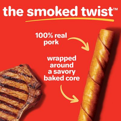 Oinkies Smoked Twists - Golosinas naturales para perros 100 % de cerdo ahumado real sin cuero crudo, 40 unidades