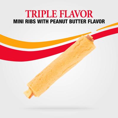 Triple Flavor Mini Ribs Chicken, Beef & Peanut Butter Dog Treat Chews, Small, 8-oz bag