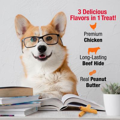 Triple Flavor Mini Ribs Chicken, Beef & Peanut Butter Dog Treat Chews, Small, 8-oz bag