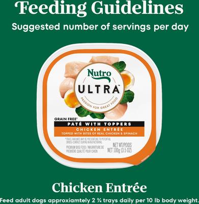 Ultra Grain-Free Chicken Entree Pate with Toppers Adult Wet Dog Food Trays, 3.5-oz, case of 24