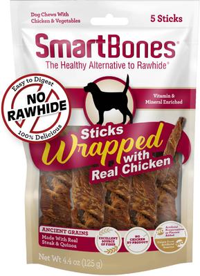 Steak & Quinoa Sticks Wrapped with Real Chicken Rawhide-Free Dogs Chews, 5 count