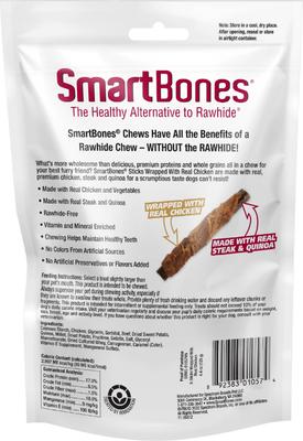 Steak & Quinoa Sticks Wrapped with Real Chicken Rawhide-Free Dogs Chews, 5 count