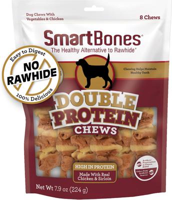 Easy-to-Digest High Protein Chicken & Sirloin Rawhide-Free Dog Chews, 8 count