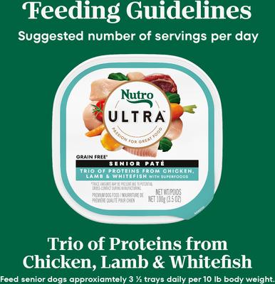 Ultra Grain-Free Trio Protein Chicken, Lamb & Whitefish Pate with Superfoods Senior Wet Dog Food Trays, 3.5-oz tray, case of 24