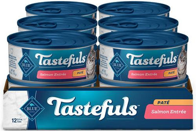 Comida húmeda para gatos Tastefuls Natural Pate Salmon Entree, lata de 5.5 oz, caja de 12
