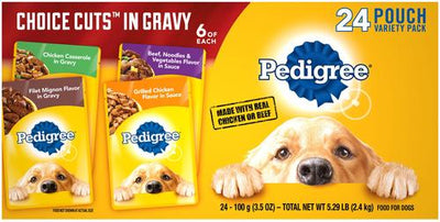Bundle: Pedigree Choice Cuts in Gravy Variety Pack Filet Mignon, Grilled Chicken, Chicken Casserole & Beef Noodle + Complete Nutrition Roasted Chicken, Rice & Vegetable Flavor Dry Dog Food
