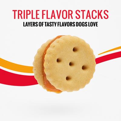 Galletas crujientes para perros con triple sabor, queso, pollo y cerdo, tamaño bocado, bolsa de 250 g