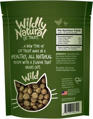 Golosinas para gatos Fruitables con sabor a pollo salvajemente natural, bolsa de 2.5 oz