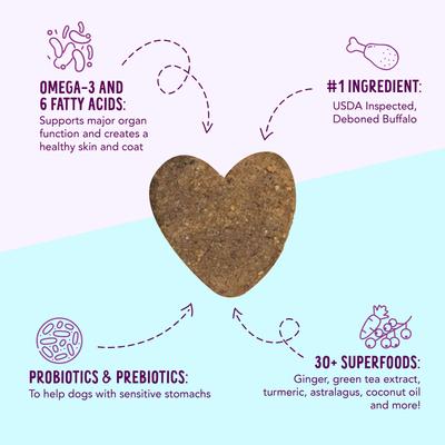 Small Buffalo Heart Shaped Grain-Free Crunchy Dog Treats, 12-oz bag
