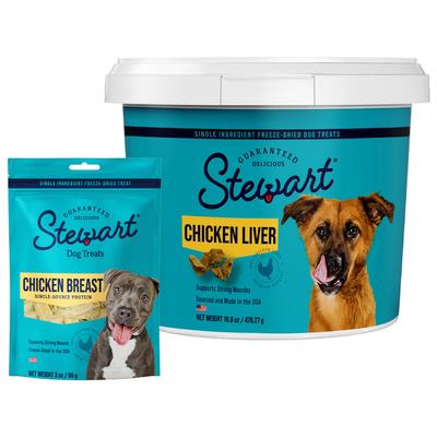 Paquete: premios liofilizados para perros de hígado y pechuga de pollo Stewart