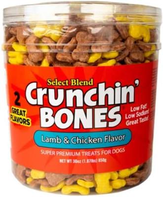 Crunchin Bones - Galletas crujientes para perros con sabor a cordero y pollo, envase de 30 oz