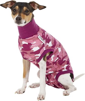 Traje de recuperación para perros, camuflaje rosa, talla mediana