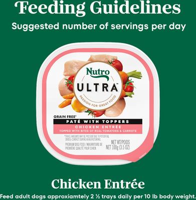 Ultra Grain-Free Chicken Entree Pate with Tomatoes & Carrots Adult Wet Dog Food Trays, 3.5-oz, case of 24