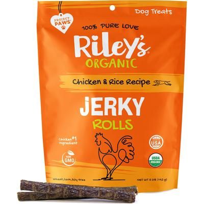 Premios para perros con receta de pollo y arroz Jerky Rolls, bolsa de 5 oz