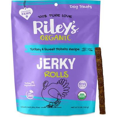 Jerky Rolls - Premios de pavo y batata para perros, bolsa de 5 oz